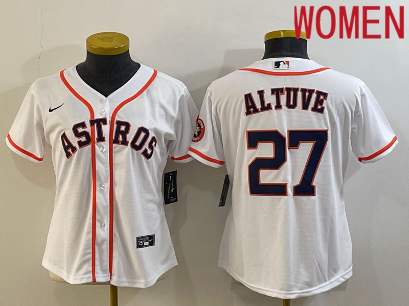 Women Houston Astros #27 Altuve White Game Nike 2022 MLB Jersey